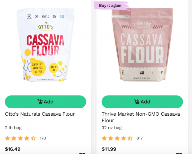 Thrive vs Otto's Cassava Flour