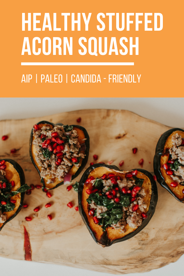 Pinterest image for stuffed acorn squash