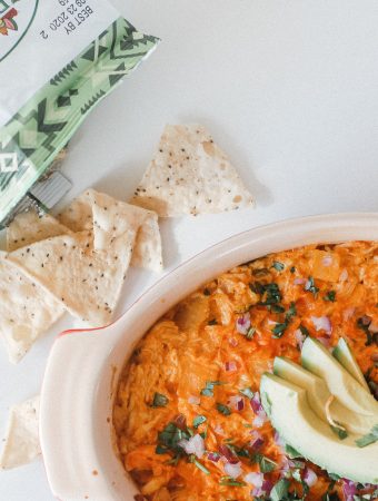 Paleo Buffalo Chicken Dip uses 10 ingredients to make a delicious, easy, fast paleo appetizer
